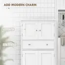 HOMCOM Kitchen Cupboard, Freestanding Modern Kitchen Storage Cabinet with 4 Doors, Drawer and Adjustable Shelf, White image 3