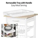 HOMCOM Mobile Rolling Kitchen Island Trolley for Home w/ Metal Baskets Trays Shelves Wheels Compact Stylish Storage White image 4