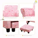HOMCOM Toddler Chair Children's Armchairs Wood Frame w/ Footrest Anti-Slip Legs High Back Arms for Bedroom Playroom Cute Clou image 1