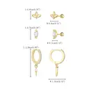 Ever Faith 3 - pair Dangle Huggie Earrings Set Dainty Hoop Spike and Stud Earrings with Cubic Zirconia image 5