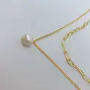 18K Gold Plated Double Layer Necklace with Pearl Pendant, 16/20 Inch Layered Link Chain image 2