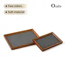 Oirlv Wood Square Flat Jewelry Display Organizer Tray Beige/Gray Microfiber Blank Tray Jewellery Jewelry Trays Luxury For Drawers Rings Display Earring Necklace Storage Display, 1pcs image 2