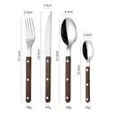 Fangyuan Set de 4 couverts en acier inoxydable compatible lave-vaisselle - Manche en bois image 3