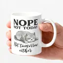 Alphynix 1 Mug blanc 33cl avec design "NON PAS AUJOURD'HUI" Grumpy Cat et citation humoristique, cadeau de Noël ou Thanksgiving humour rejet drôle,Le cadeau de la saint-valentin, cadeau d’anniversaire image 2