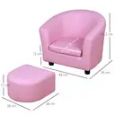 HOMCOM Children's Armchairs Toddler Chair Sofa Footstool 2-in-1 Design for Girls with Thick Padding, Anti-skid Foot Pads, Wood Frame, Pink image 4