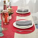 White Label  PP Placemats Set of 6 for Dining Table，PP oval placemat BL red，Washable Woven Vinyl Non-Slip 18x12 inches Placemat Heat-Resistant Durable Table Mats for Dining Table Easy to Clean image 2