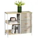 HOMCOM Chest of Drawers Storage  Dresser Cabinet Organizer with 3 Fabric Drawers and 2 Display Shelves for Living Room, Bedro image 0