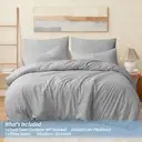 LeBonsoir Parure de lit brossée avec 1 housse de couette 200 x 220 cm et 2 taies d’oreiller 80 x 80 cm, avec fermeture éclair - Gris clair image 2