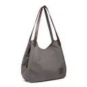 Kono Canvas Shoulder Tote Bag, Vintage Hobo Handbag for Women, Casual Top Handle Bag for Work School Travel Shopping Grey image 1