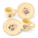 Cute cartoon puppy birthday ceramic plate and mug set, suitable for gifting Strawberry Cake + Candle Cake Plates and Mugs 4-Piece Set (2 Plates + 2 Mugs) image 0