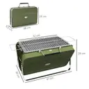 Outsunny Mini barbecue à charbon BBQ portable avec coque de valise barbecue de table pliable pour jardin, camping, pique-nique, dim. 47L x 30l x 28H cm vert image 2