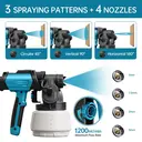 Tilswall Shark 800 HVLP Elektrische Farbspritzpistole mit 1300ml Behälter, 120 DIN-s elektrische Sprühpistole mit 4 Düsen und 3 Sprühmodi für Innen- und Außenwandfarben (blau) image 3
