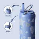Bottle Bottle Stainless Steel Water Bottle 700ml with Straw and Lid Sports Insulated Metal Water Bottles with Handle (Denim Beats) image 3