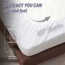 LeBonsoir 180x200cm Fitted Sheet， 30CM/12Inch Deep Pocket - 100% Cotton， No-Pop Off Elastic， 1 Fitted Sheet Only-White image 3