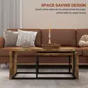 HOMCOM Nesting Coffee Table Set of 2, Industrial Stacking Side End Tables with Metal Frame for Living Room, Bedroom, Rustic Brown image 6