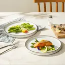 DAFUCERAMIC 10.25” Ceramic Dinner Plates, Set of 4, Microwave & Dishwasher Safe, Salad Pasta Deep Plates with Embossments Set of 4, Arctic white image 2