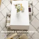 HOMCOM Coffee Table, Modern Tea Table with Open Storage Shelves, Two Drawers and Solid Wood Legs, Coffee Tables for Living Room, Bed Room, White image 4