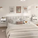 HOMCOM Floating Nightstands Set of 2, Modern Wall Mounted Bedside Tables with Fluted Drawer and Open Shelf for Bedroom, White image 7