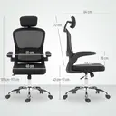 HOMCOM Ergonomic Office Chair, High Back Mesh Computer Desk Chair with Adjustable Headrest and Lumbar Support, Flip-up Armrests for Home Office, Black image 2