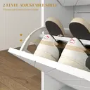 HOMCOM Narrow Shoe Cabinet with 2 Flip Drawers, Slim Shoe Storage Cabinet with Adjustable Shelves, Open Shelf, Hairpin Legs and 2 Vents for 12 Pairs of Shoes for Entryway, White image 4