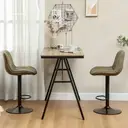 HOMCOM Bar Stools Set of 2, Height Adjustable Swivel Barstools with Backrest and Footrest, Modern Linen Upholstered Armless Bar Chairs for Kitchen, Breakfast Counter, Brown image 8