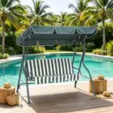 Garden furniture steel swing chair with canopy&seat cushion image 1