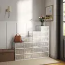 Plastic Shoe Box, 33.5 x 23.2 x 14.3cm, Pack of 18, Transparent and White image 2