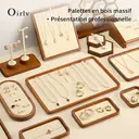 Oirlv Plateau de Présentation et de Rangement pour Bijoux en Bois de Luxe, Tiroir Plat avec Séparateurs Amovibles pour Bagues, Boucles d’Oreilles et Colliers, 1 pièce image 6