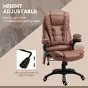 Vinsetto Massage Office Chair with Lumbar Heating, Microfiber Cloth Executive Computer Desk Chair with High and Reclining Back, Tilt Function, Adjustable Height, Padded Armrests, Brown image 4