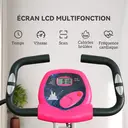 HOMCOM Vélo d'Appartement Magnétique Pliable - Collaboration Aosom.fr x FFHandball - Vélo de Fitness en X Silencieux pour Sport Maison et Cardio-training - Écran LCD & Capteur Pouls, Rose image 3