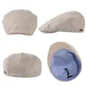 TOP-EX Casquette gavroche en lin 100 % pour homme, intérieur en coton, taille M/L - Beige image 1