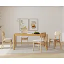 chairus Rattan Dining Chairs Set of 2 Kitchen Side Chairs with Wood Legs for Dining Room, Faux Fur Beige image 5