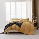 MENDALE Duvet Cover Set - Premium Bedding Set - 135*200 cm Duvet Cover with 75*50 cm Pillow Case - Soft Brushed Microfiber- Bown & Yellow image 5