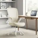 Ochama x SONGMICS Chaise de bureau ergonomique, fauteuil pivotant avec dossier, soutien lombaire et appui-tête, fonction bascule, assise large de 53 cm, beige image 3