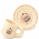 Cute cartoon puppy birthday ceramic plate and mug set, suitable for gifting Candle Cake Dog Series Dinner Plate and Mug Set image 0