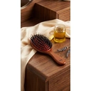 Noix de Coco South Korean Medium Mixed Boar Bristle Hair Brush Cushion Paddle Beechwood Handle Anti Frizz Detangling Smoothing Scalp Massage Brush for Medium Hair Women Men Natural Shine image 1