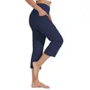 Willit Women's Yoga Capris Pants High Waist Straight Leg Athletic Exercise Workout Capris 21" Navy Blue XL image 1