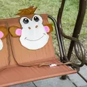 Outsunny 2 Seater Kids Garden Swing Seat, Children Outdoor Patio Lounge Chair for Gardens w/ Adjustable Awning, Seatbelt, Monkey Pattern - Brown image 5