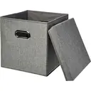 ANQI Foldable Burlap Cloth Cube Storage Bin with Lid, Gray, Set of 2 image 0