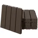 Outsunny Caillebotis - Dalles terrasse - Lot de 9 - emboîtables, Installation très Simple - Petits Carreaux Composite Plastique Imitation Bois Chocolat image 0