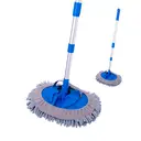 Blue Chenille Window Cleaner with 3-Section Telescopic Aluminum Pole 51.5-110cm, 26x17.5cm Head image 0