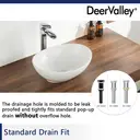 DeerValley Bathroom Sink Oval Ceramic Vessel Sink Practical Hygienic Combines Style and Function, Ideal for Modern Bathroom Design 406 x 330mm White image 7