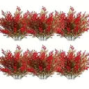 Yuejia 4Pcs 14.96in/38cmArtificial Outdoor Plants Fake Cedar Plants Plastic Faux Pinetree Stems Greenery Shrubs Colorfast Indoor Outdoor Christmas Home Decor for Windowbox Garden Porch Path image 1