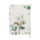 Jubiluu Carnet A5 à couverture rigide texturée, à réglure lignée - 96 feuilles (papier offset 100 g/m²) - Marque-page et bande élastique - Carnet réglure lignée crème classique pour l’écriture, l’école, le bureau et pour offrir - Blanc éucalyptus image 1