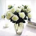 Yuejia 1Pc 18.89in/48cm Artificial Roses Flowers Arrangement Silk Bouquet for Home Office Parties Bridal and Wedding Decoration(white) image 5