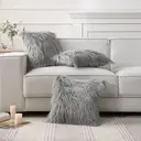 Phantoscope Faux Fur Pillow Cover Decorative Fluffy Throw Pillow Mongolian Soft Fuzzy Pillow Case Cushion Cover for Bedroom and Couch, Gray 18 x 18 Inches image 4