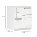 HOMCOM Bedside Table, Bedside Cabinet with 2 Drawers, Modern Side Table with Storage for Bedroom, Living Room, High Gloss White image 2