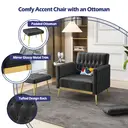 GRAVFORCE  Velvet Modern Accent Chair and Ottoman Set with 2 USB Ports, Pink Comfy Reading Chair Bedroom Living Room Chairs, Recliner Lounge Chair, Adjustable Backrest and Pillow, Pink (Pink) image 3