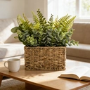 Candlelight Artificial Ferns in Woven Basket 30cm image 2