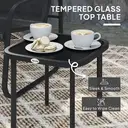 Outsunny Garden Bistro Set, 3 Piece Metal Garden Furniture Set with Mesh Chairs and Square Glass Top Table, Small Balcony Furniture for Outdoor, Patio, Conservatory, Black image 6